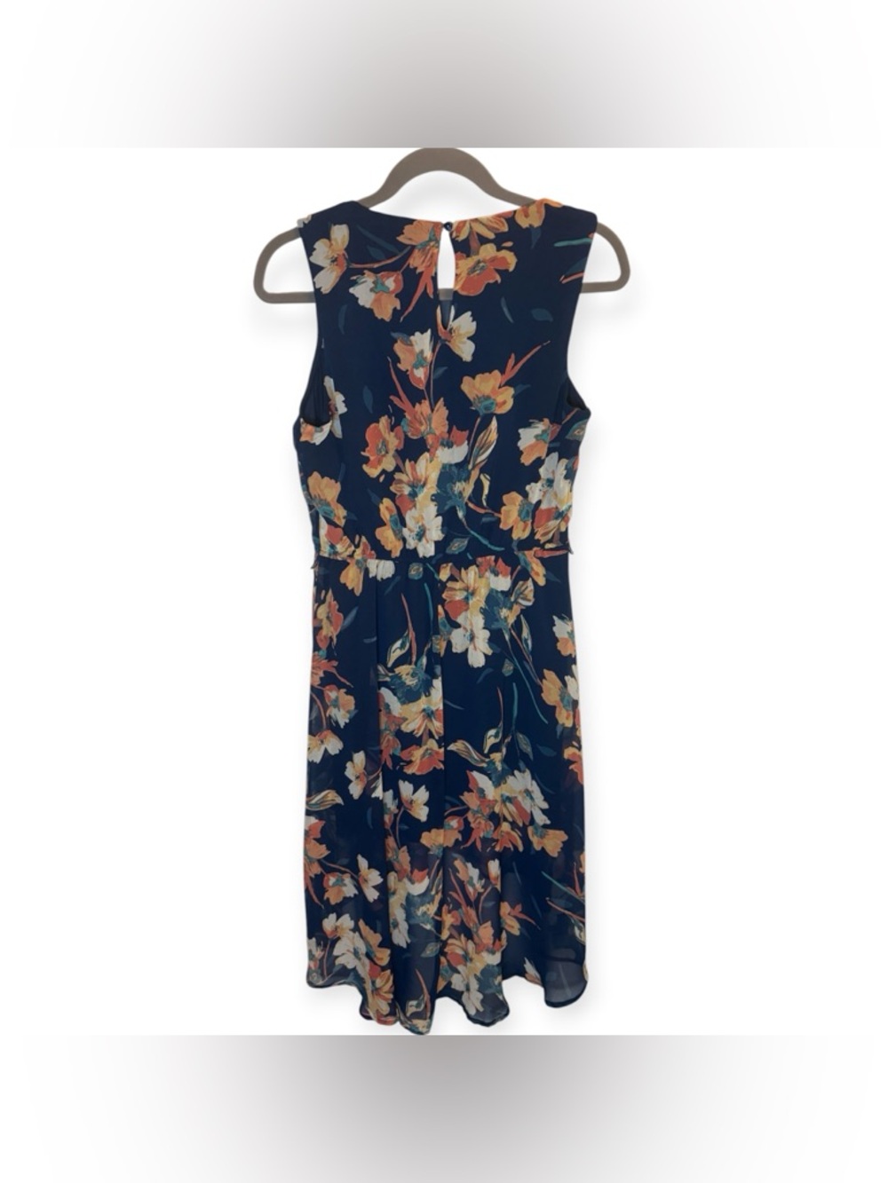 Navy Floral High-Low Sleeveless Dress - Picture 4 of 9